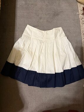 Banana Republic Cream & Navy Pleated A-Line Skirt Size 6 Colorblock